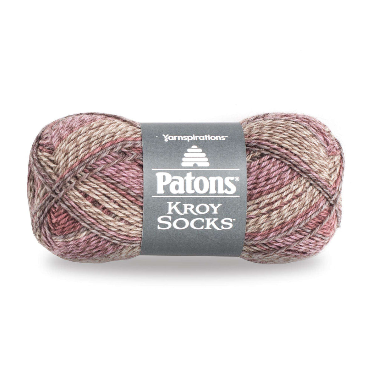 Ball of Patons Kroy Socks yarn with a visible label on a white background