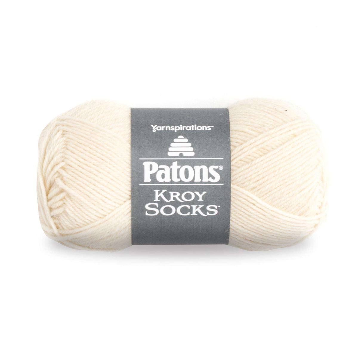 Ball of Patons Kroy Socks yarn on a white background