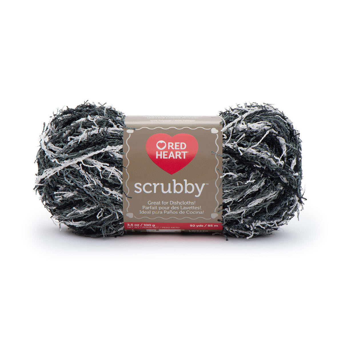 Ball of yarn with 'Red Heart Scrubby' label on a white background